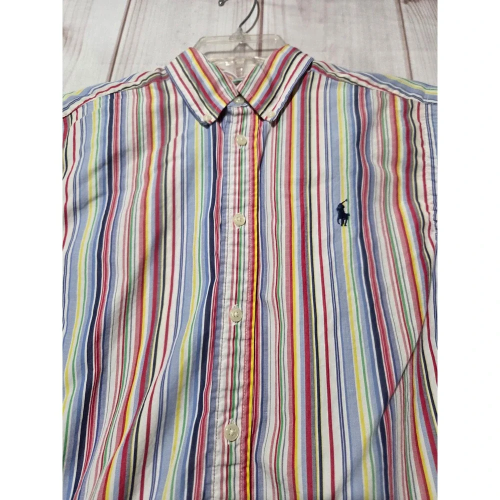 Ralph Lauren Kids Boys L 14-16 Multi Color Striped Button Down Shirt Long Sleeve